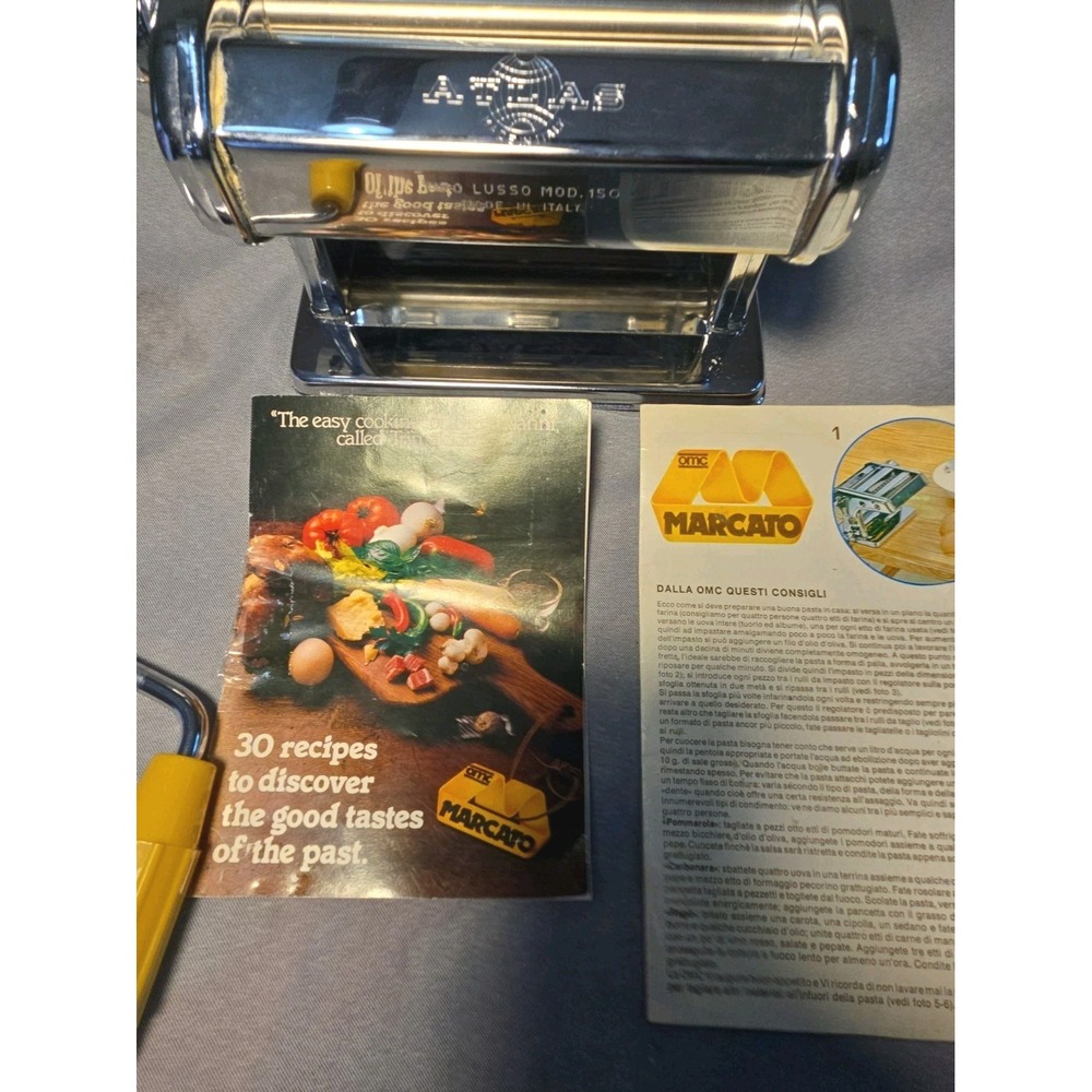 Vtg Marcato Atlas 150 Pasta Machine Hand Crank Manual Metal Maker Made In Italy - Picture 3 of 15